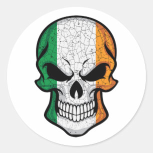 Sticker Rond Drapeau crâne souriant d'Irlande