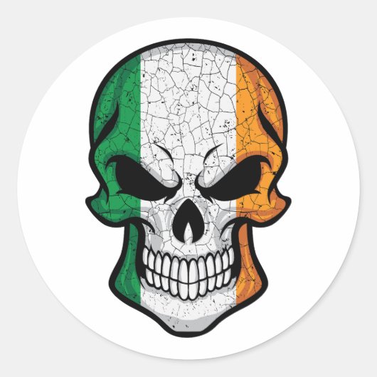 Sticker Rond Drapeau crâne souriant d'Irlande (Devant)