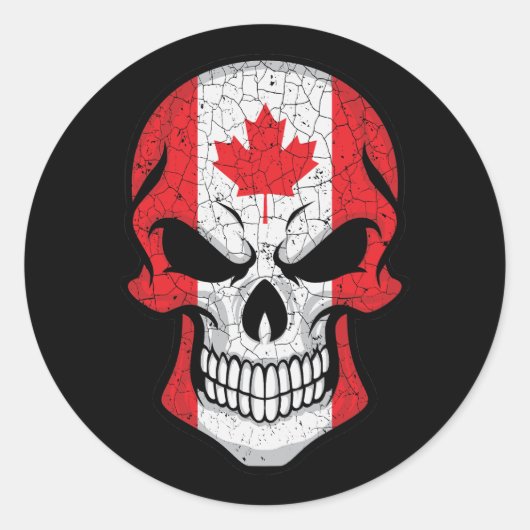 Sticker Rond Drapeau crâne souriant du Canada (Devant)