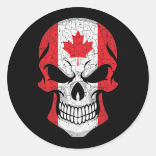 Sticker Rond Drapeau crâne souriant du Canada