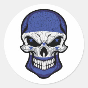 Sticker Rond Drapeau crâne souriant du Honduras