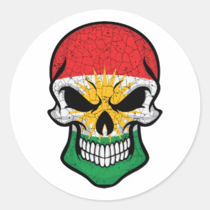 Sticker Rond Drapeau crâne souriant du Kurdistan