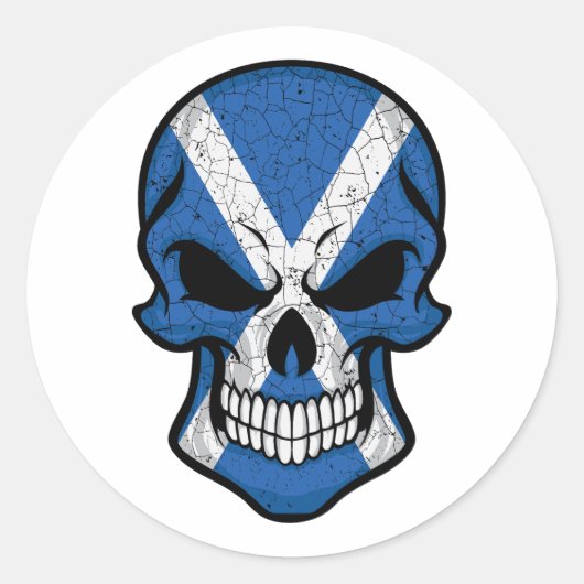 Sticker Rond Drapeau crâne souriant écossais (Devant)
