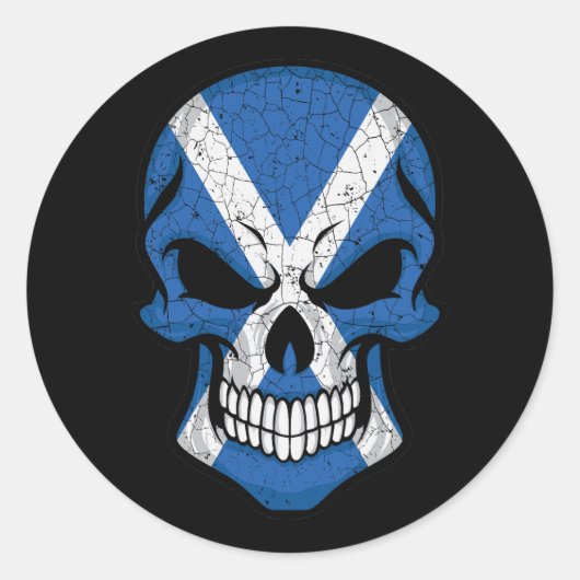 Sticker Rond Drapeau crâne souriant écossais (Devant)