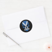 Sticker Rond Drapeau crâne souriant écossais (Enveloppe)