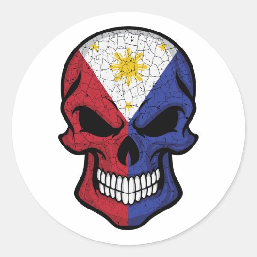 Sticker Rond Drapeau crânien souriant des Philippines (Devant)