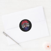 Sticker Rond Drapeau Croate Et Rose (Enveloppe)