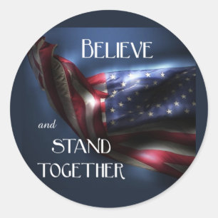 Sticker Rond Drapeau-Croyez et tenez-vous ensemble