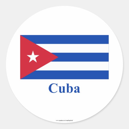 Sticker Rond Drapeau Cuba avec nom (Devant)