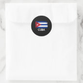 Sticker Rond Drapeau Cubain Fait À Cuba (Sac)