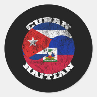 Sticker Rond Drapeau cubain haïtien Demi Cubain Demi Haïtien Cu