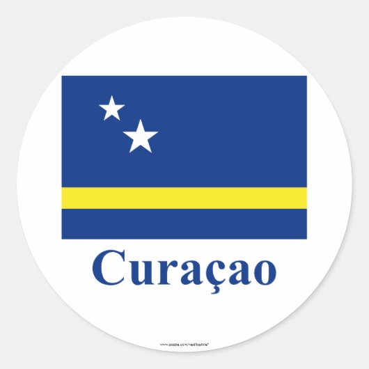 Sticker Rond Drapeau Curacao avec nom en néerlandais (Devant)