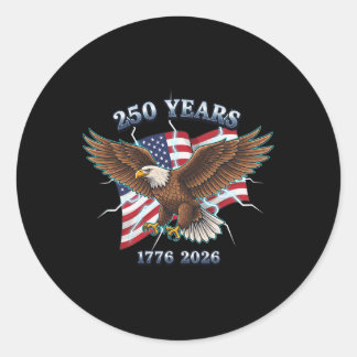 Sticker Rond Drapeau d'aigle de Jour de l'Indépendance 250 Ans