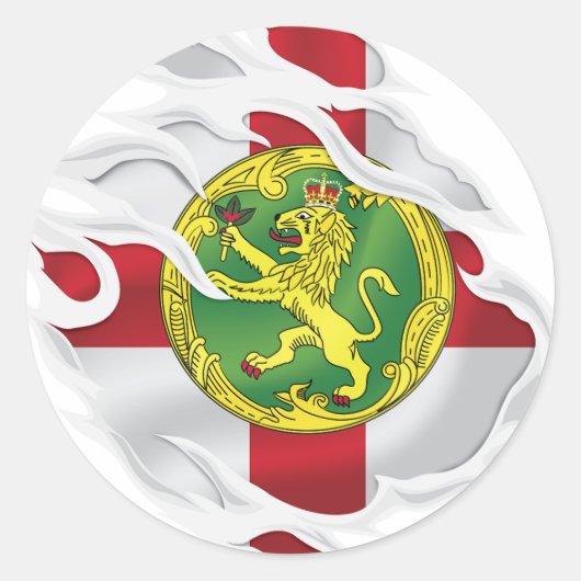 Sticker Rond Drapeau d'Alderney déchiré (Devant)