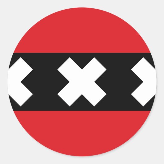 Sticker Rond Drapeau d'Amsterdam (Devant)