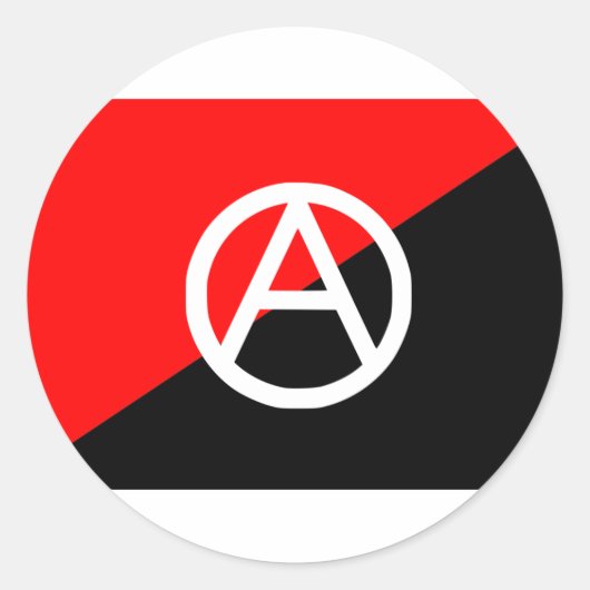 Sticker Rond Drapeau d'anarchiste avec le symbole d'A (Devant)
