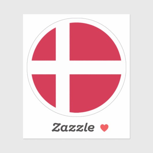 Sticker rond Drapeau Danemark (Feuille)