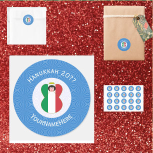 Sticker Rond Drapeau d'ange italien pour Hanukkah