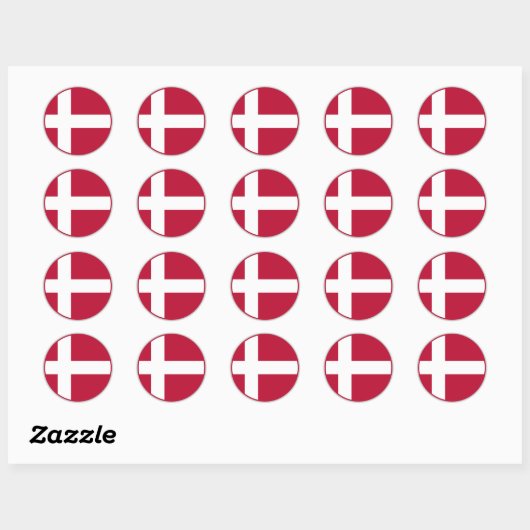 Sticker Rond Drapeau danois (Feuille)