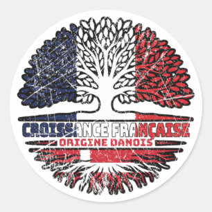 Sticker Rond Drapeau danois France Arbre