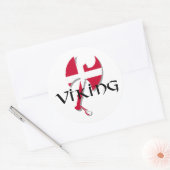 Sticker Rond Drapeau danois Viking Danemark Ax (Enveloppe)