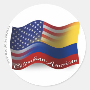 Sticker Rond Drapeau d'armure colombienne-américaine