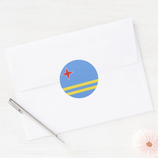 Sticker Rond Drapeau d'Aruba (Enveloppe)