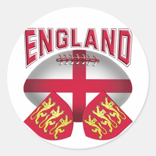 Sticker Rond Drapeau de balle de rugby d'Angleterre (Devant)