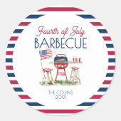 Sticker Rond Drapeau de barbecue patriotique 4 juillet fête d'é (Devant)