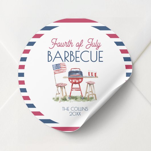 Sticker Rond Drapeau de barbecue patriotique 4 juillet fête d'é