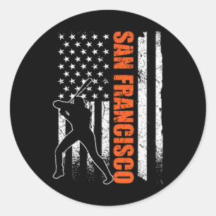 Sticker Rond Drapeau de baseball de San Francisco Usa vintage p
