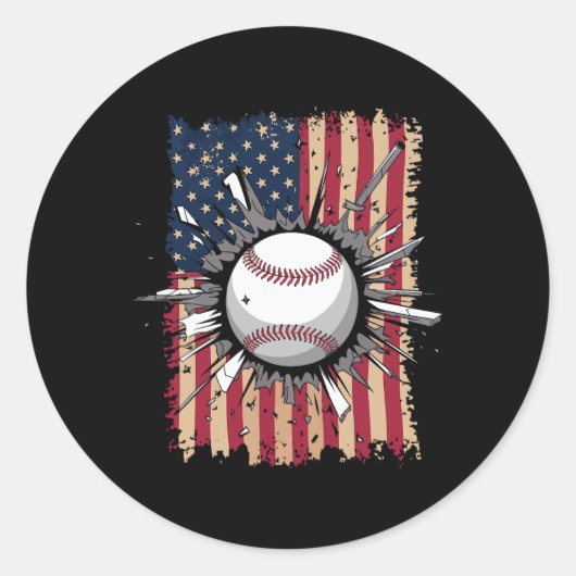 Sticker Rond Drapeau de baseball Us (Devant)