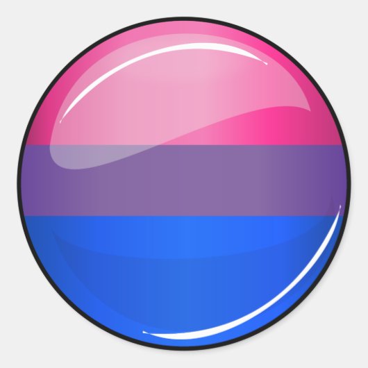 Sticker Rond Drapeau de bisexualité ronde brillante (Devant)