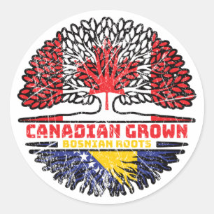 Sticker Rond Drapeau de Bosnia Bosnian Canadian Canada