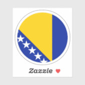 Sticker Rond Drapeau De Bosnie-Herzégovine (Feuille)