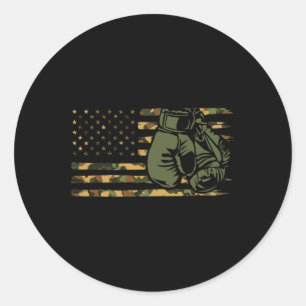 Sticker Rond Drapeau De Boxe De Camo Usa Pour Boxer - Boîte À D