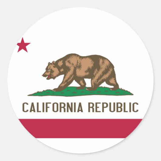 Sticker Rond Drapeau de Californie (Devant)
