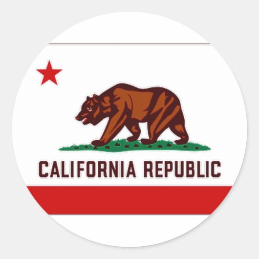 Sticker Rond Drapeau de Californie (Devant)