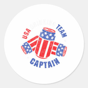 Sticker Rond Drapeau de canette de bière du 4 juillet Usa T-shi