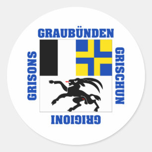 Sticker Rond Drapeau de canton de Graubunden Suisse