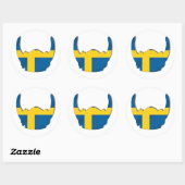 Sticker Rond Drapeau de casque viking suédois (Feuille)