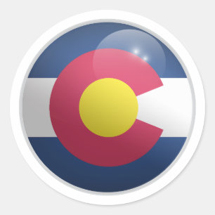 Sticker Rond Drapeau de cercle brillant du Colorado