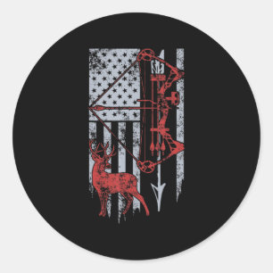 Sticker Rond Drapeau de cerfs de chasse pour hommes ou femmes c