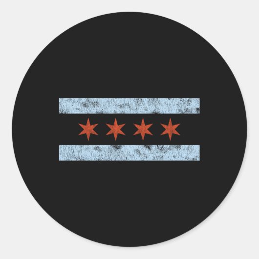 Sticker Rond Drapeau de Chicago (Devant)