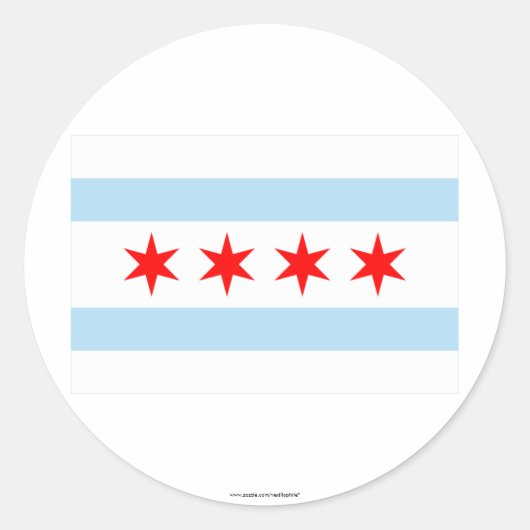 Sticker Rond Drapeau de Chicago (Devant)