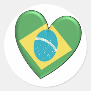Sticker Rond Drapeau de coeur du Brésil
