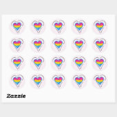 Sticker Rond Drapeau de coeur LGBT Pansexual Bisexual Pride (Feuille)