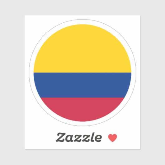 Sticker rond drapeau de Colombie (Feuille)