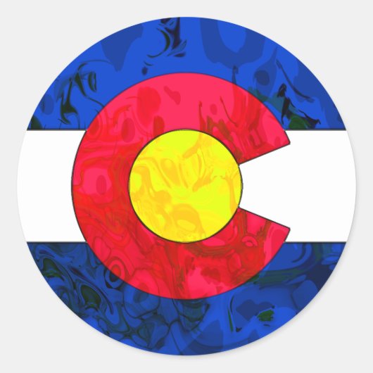 STICKER ROND DRAPEAU DE COLORADO (Devant)
