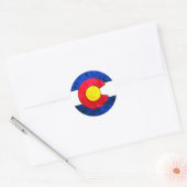STICKER ROND DRAPEAU DE COLORADO (Enveloppe)